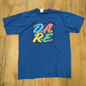 VTG D.A.R.E Adult Medium Shirt Colorful Rainbow  Resist Drugs and Violence Y2K